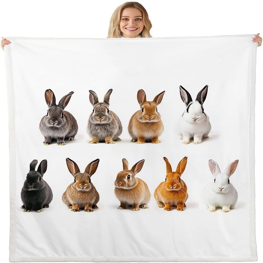 Homemissing Cute Rabbit Blanket 130 x 150 cm for Sofa, Couch or Bedroom