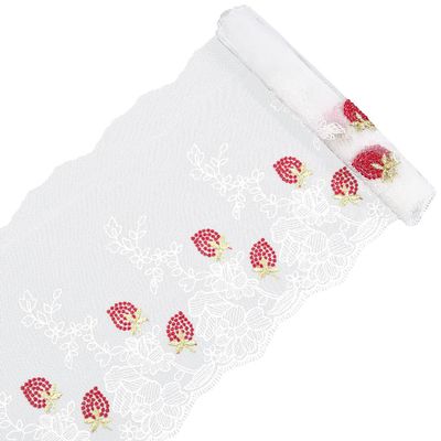 GORGECRAFT Red Strawberry Embroidered Lace Trim, 1.8 m x 20 cm