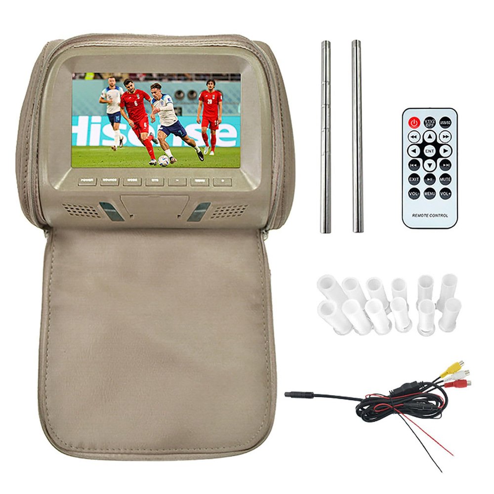 7" MP5 Car Headrest Display, Rear-Seat Monitor, USB/SD/Headphone Jack/Speaker Support, 120° Adjustable Mount, Multimedia Player for Rear-Seat Entertainment, A-Zipper