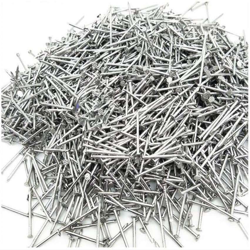 Five Golden Stainless Steel Flat-Head Nails for Wood, Multiple Sizes, 500 g (75 mm)