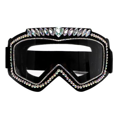 FIRSTXIU Vintage Rhinestone Cycling Sunglasses with Colorful Lenses