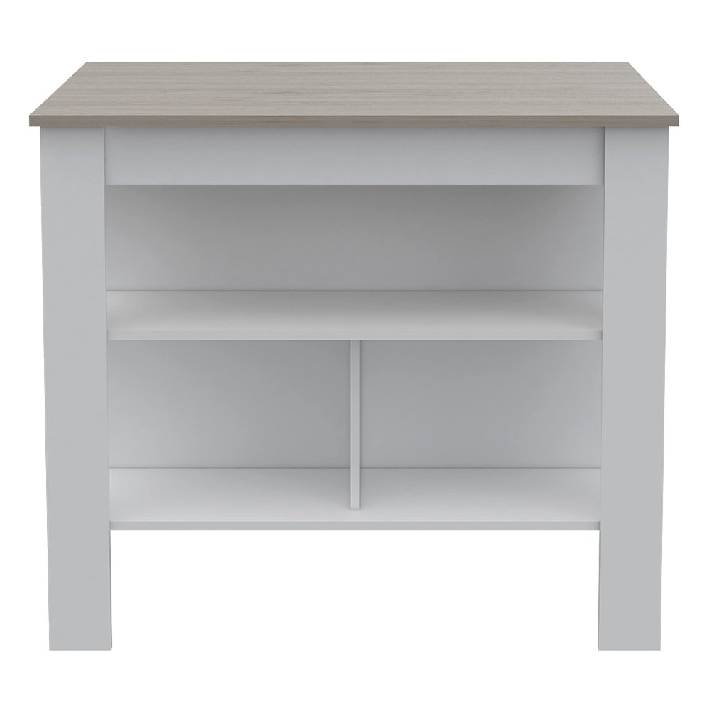 Versatile Kitchen Island with Extra-Wide Top, 3 Hidden Shelves, Modern Industrial Design, Multicolor