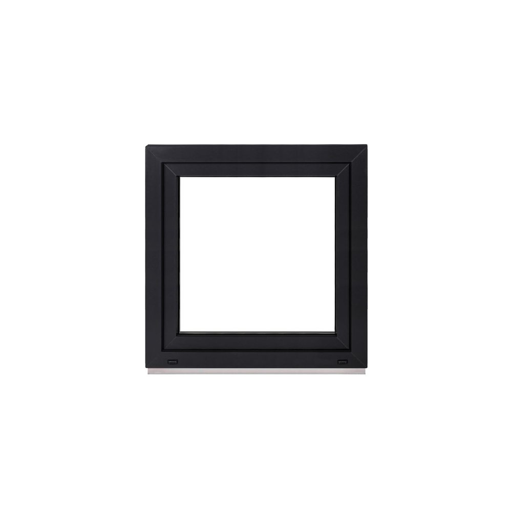 Framex PVC Basement Window, White Inside/Anthracite Outside, 85 x 85 cm, Double Glazed, Tilt & Turn, DIN Right