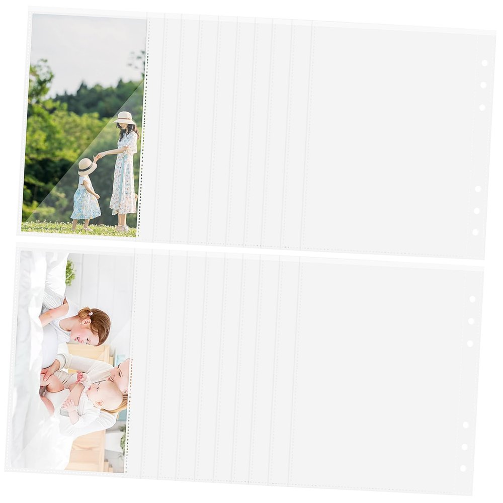 BESTYASH 50 Clear Document Sleeves with Punched Holes, Water-Resistant Plastic Sheets for Binders