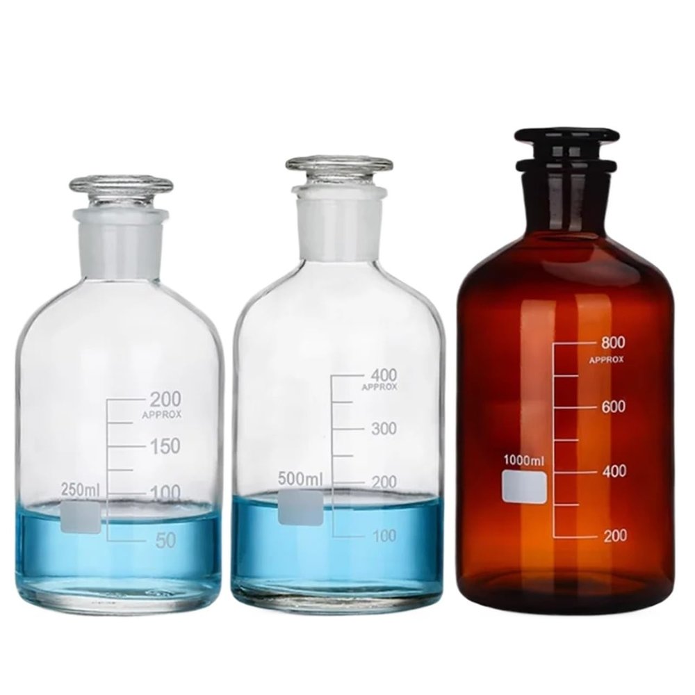 Reagent Bottle with Narrow Opening and Graduations, Fine-Opening Bottle (500 mL, Brown)