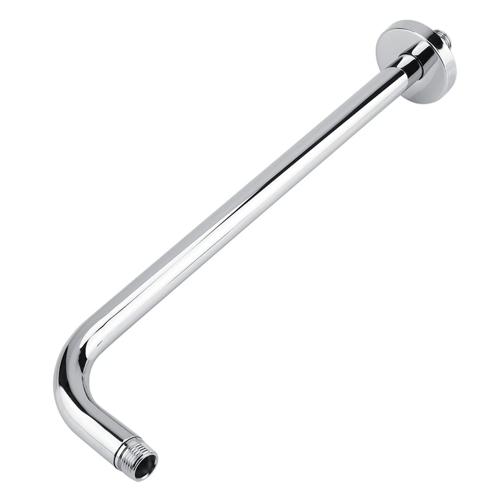 Fafeicy Extra-Long Shower Arm, 16-Inch Stainless Steel Rain Showerhead, Wall Mount with Flange, G1/2 Thread, Chrome Finish