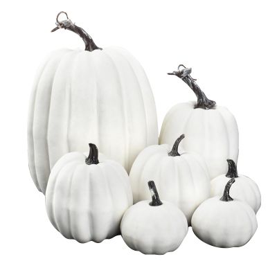 Artificial Pumpkins, 7-Piece Set for Harvest Decor and Table Centerpieces