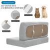 Jacquard RV Sofa Cushion Cover, Non-Slip Stretch Cover with 2 Straps, Light Gray, W 165–200 cm, D 65–95 cm view 2