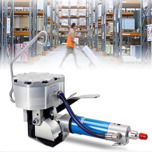 Industrial Pneumatic Steel Strapping Tool with Adjustable Tensioner and Cut-and-Seal Function for Secure Packaging