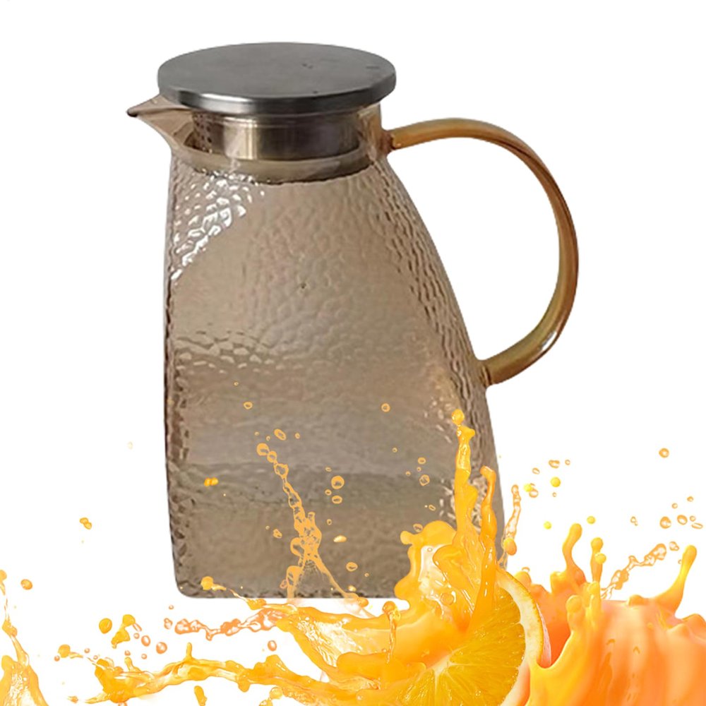 Glass Water Pitcher with Hammered Design, 1.5 L