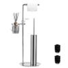 BVL Freestanding Chrome Toilet Paper Holder with Toilet Brush and Storage Basket view 1