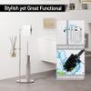 BVL Freestanding Chrome Toilet Paper Holder with Toilet Brush and Storage Basket view 3