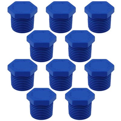Coshar RV Water Heater Drain Plugs, 1.27 cm NPT Male Thread, PVC, Blue, 10-Pack