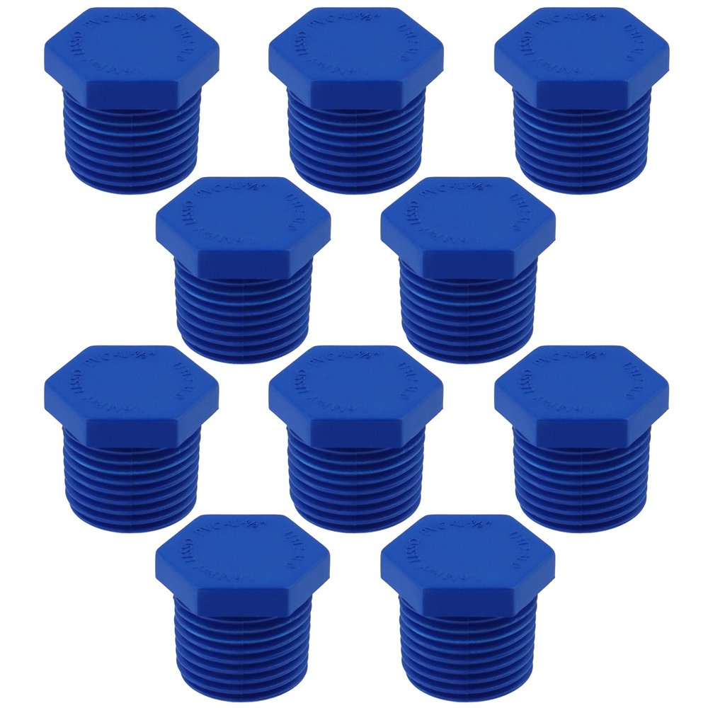Coshar RV Water Heater Drain Plugs, 1.27 cm NPT Male Thread, PVC, Blue, 10-Pack