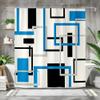 IXEHOH Modern Geometric Shower Curtain, White, Blue, Gray and Black, Minimalist Abstract Line Art, Washable, 180 x 240 cm (W x H) view 1