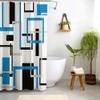 IXEHOH Modern Geometric Shower Curtain, White, Blue, Gray and Black, Minimalist Abstract Line Art, Washable, 180 x 240 cm (W x H) view 2