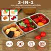 JUJOJB 4-Pack Stainless Steel Snack Containers with Lids, 3-Compartment Bento Lunch Boxes view 4
