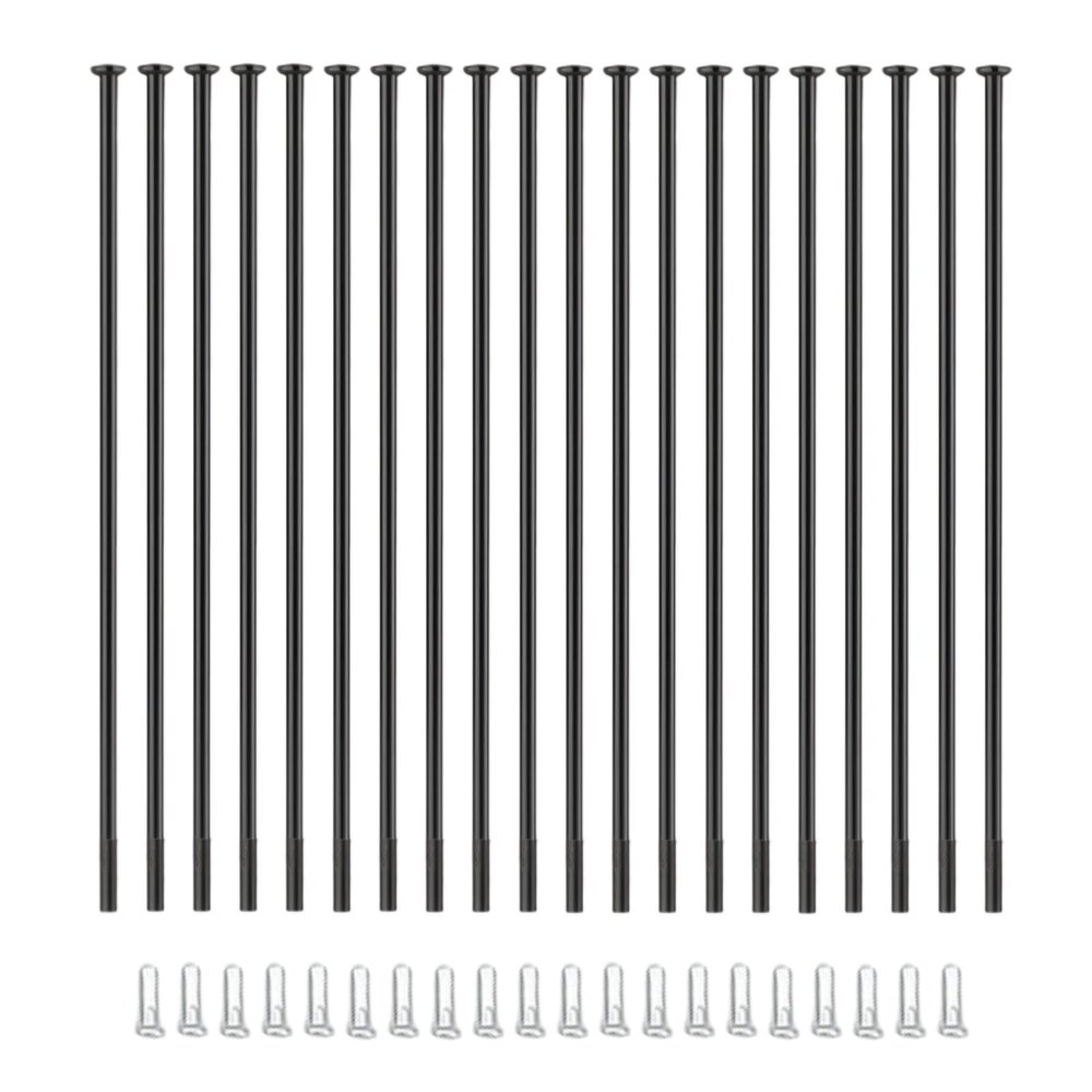 goucrro 14G Straight-Pull Bicycle Spokes, Black, 2.0 mm, 205 mm, 20 Pieces with Copper Nipples