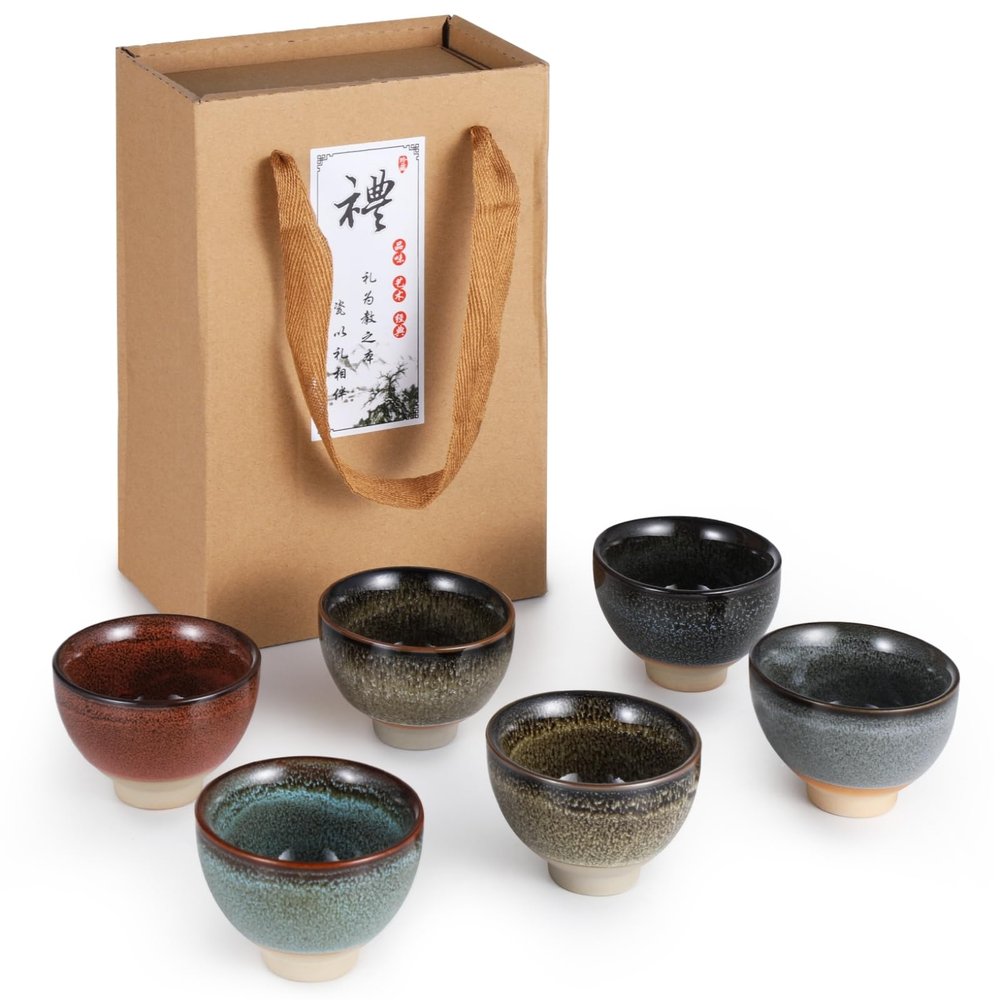 6-Piece Ceramic Tea Set for Kung Fu Tea, Japanese Sake Cups, Gift-Ready Ceramic Tea Service