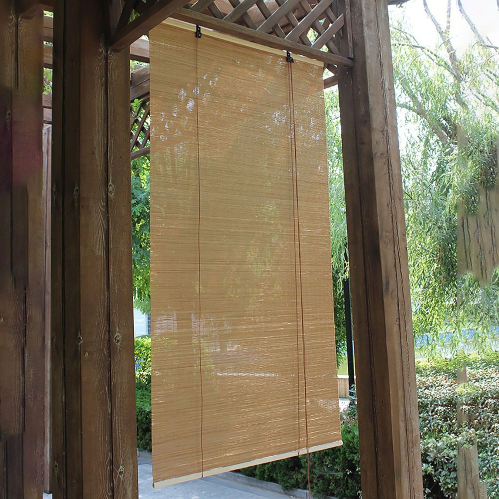 Retro Bamboo Roller Blind, 60% Room-Darkening, Natural Light-Filtering Window Shade