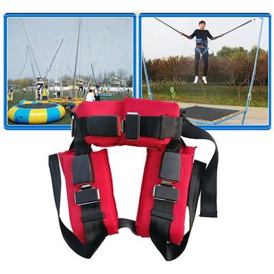 Bungee Trampoline Safety Harness for Children and Adults, Elastic Rope with 3 Hook Buckles, Red