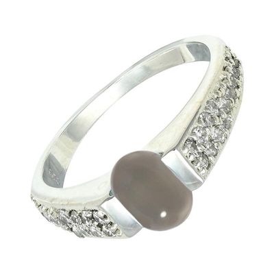SILVERTROVE Gray Moonstone Silver-Plated Band Ring for Men and Women