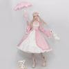 Women's Medieval Steampunk Gothic Halloween Midi Dress, Pink, M view 3