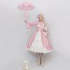 Women's Medieval Steampunk Gothic Halloween Midi Dress, Pink, M view 4
