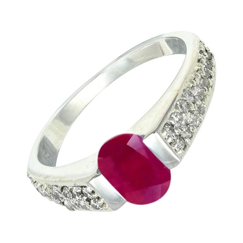 SILVERTROVE Lab-Grown Ruby Silver-Plated Band Ring for Men and Women, CRG1168AM23_(69 (22.0))