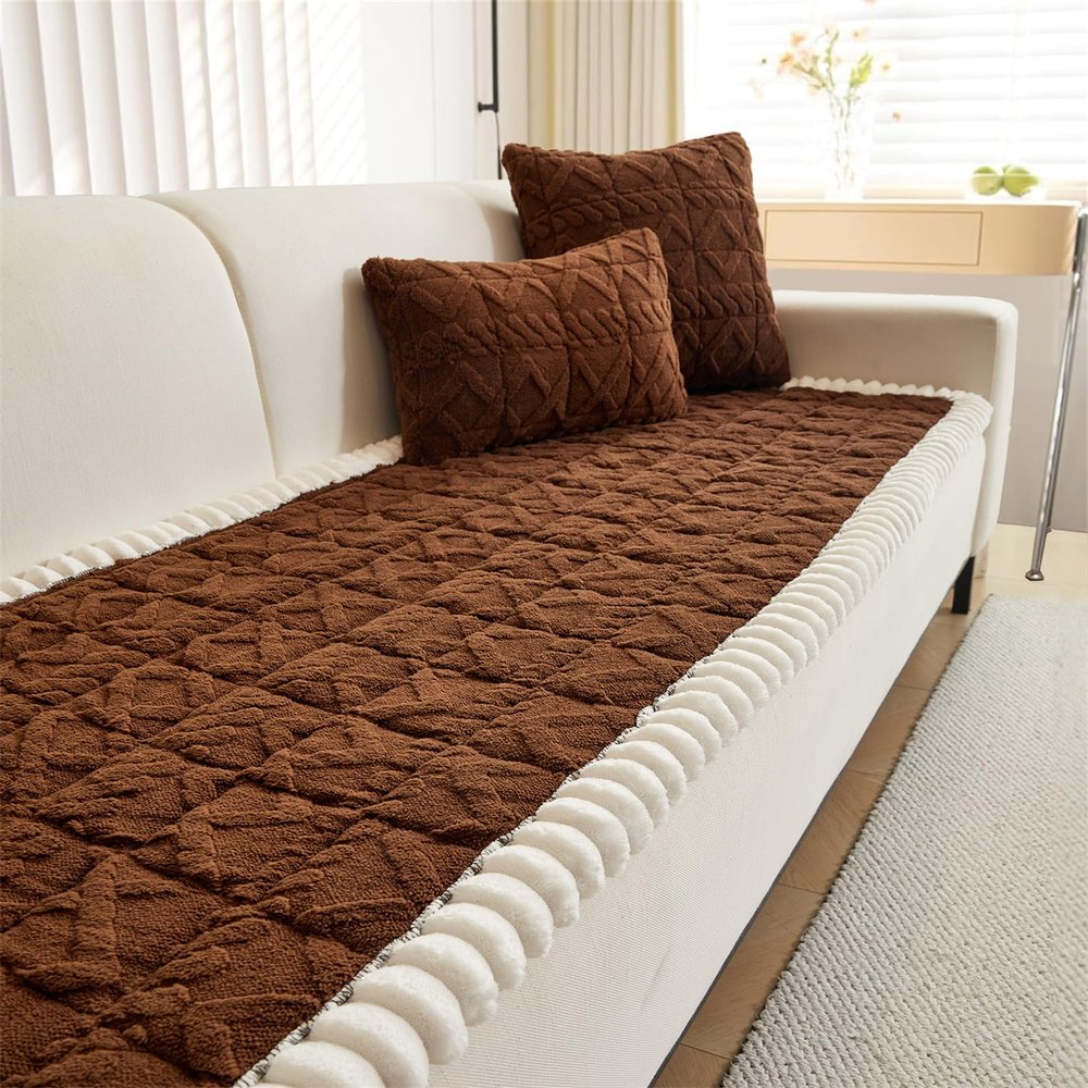 LINGKY Thick Washable Non-Slip Sofa Cover, Coffee, 70 x 180 cm
