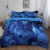 Generic Sky Blue 3-Piece Bedding Set, 155 x 220 cm, Animal Flowers Wolf Rose Design view 1