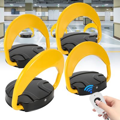Ansobea 4-Pack Automatic Folding Parking Barriers, 8 Remotes, 8 Keys