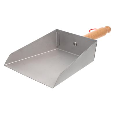 Ipetboom Small Stainless Steel Dustpan, Silver, with Wooden Handle