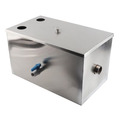 Stainless Steel Grease Trap, Top-Inlet Oil-Water Separator, 500 × 300 × 295 mm