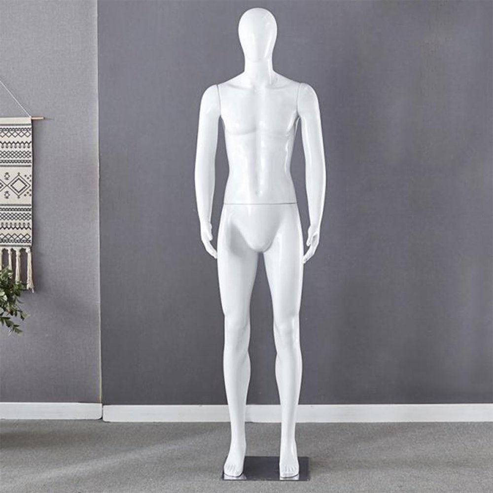 Male Mannequin with Head, Detachable Body and Rectangular Metal Base