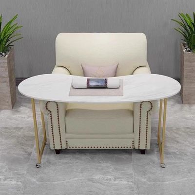 Professional Manicure Table with Marble Surface and Gold Metal Stand