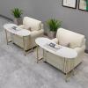 Professional Manicure Table with Marble Surface and Gold Metal Stand view 2