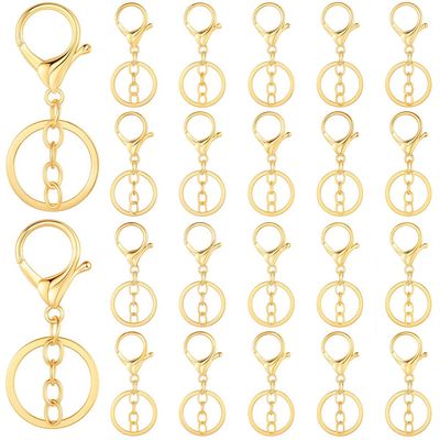 SUNNYCLUE 24-Pack Gold Lobster Claw Clasps with Key Rings