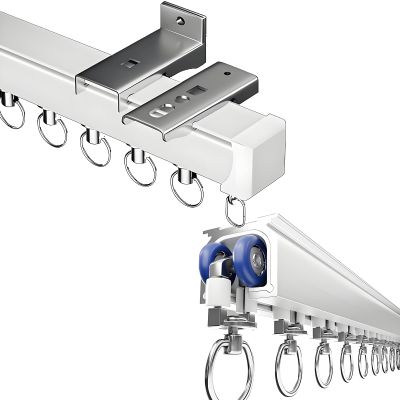Aluminum Curtain Track, Ceiling or Wall Mount, Silent Rollers, 0.5–6 m Heavy-Duty Track, 350 cm (11.5 ft)