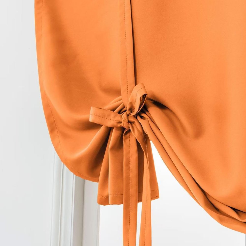 Polyester Valance Curtain, Single Panel for Small Windows, Orange, 117 x 160 cm