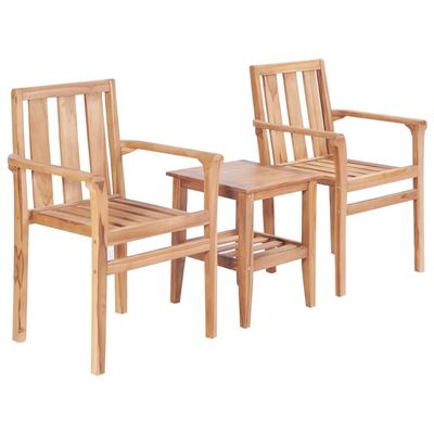 WSJHUHK 3-Piece Bistro Set, Solid Teak Wood