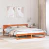 Solid Pine Bed Frame, Wax Brown, 200 x 200 cm view 1