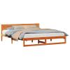 Solid Pine Bed Frame, Wax Brown, 200 x 200 cm view 3