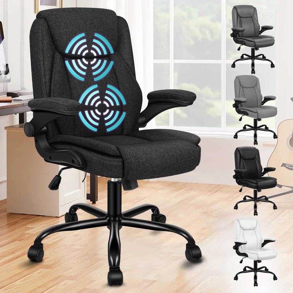 ALFORDSON Ergonomic Massage Office Chair with Reclining Function, Black