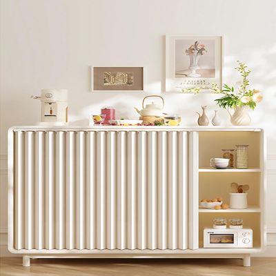 Sliding Cabinet Curtain, Linen-Look Blackout, Stain-Resistant, Beige, W 90 x H 60 cm