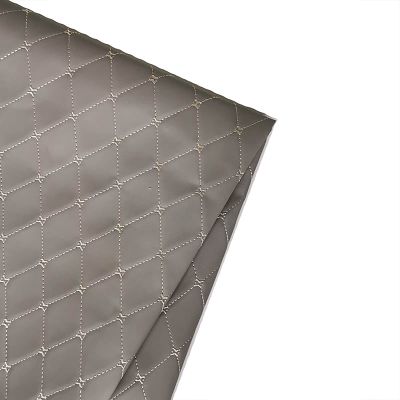 GQZJY Quilted Vinyl Faux Leather Upholstery Fabric, Waterproof, Gray, 1 m