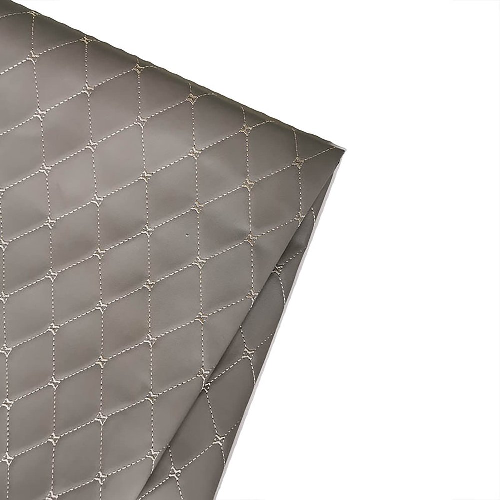 GQZJY Quilted Vinyl Faux Leather Upholstery Fabric, Waterproof, Gray, 1 m