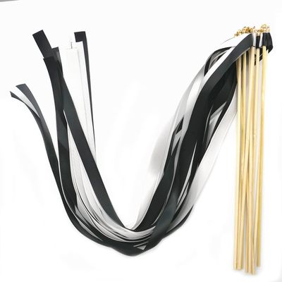 Blausky 100-Pack 30 cm Wedding Wands with Bells, Black and White
