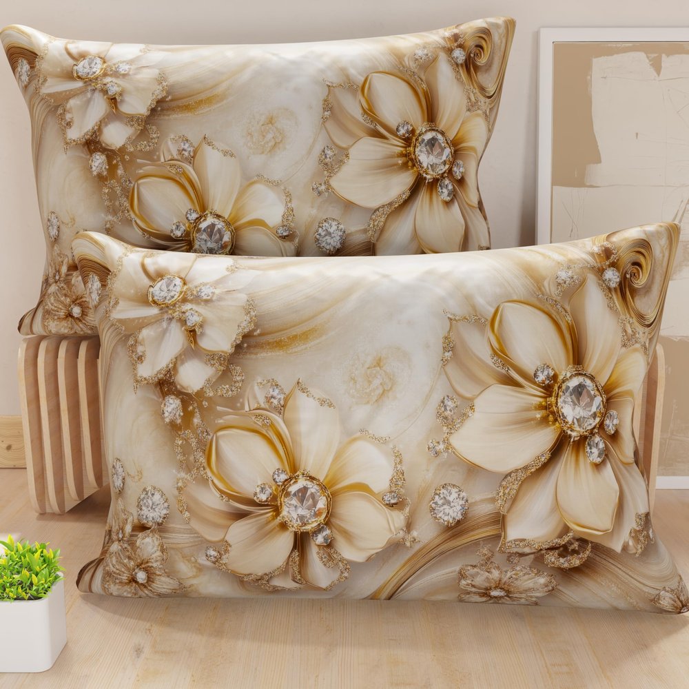 PETTI Artigiani Italiani – Set of 2 Microfiber Pillow Covers, 30 x 50 cm, Floral Pattern 06 13, Made in Italy