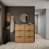 Planetmöbel Set of 2 Narrow Shoe Cabinets with Round Lighted Mirror, Gold Oak view 2